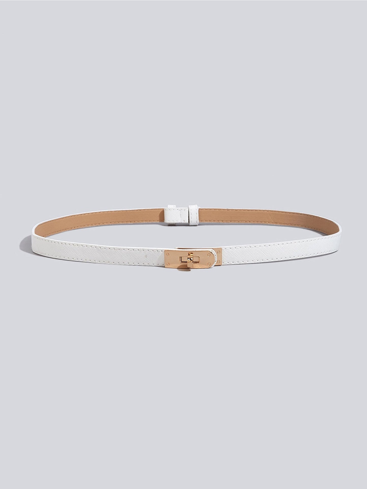 Women's Solid Color Faux Leather Slim Belt