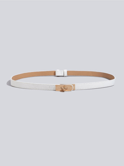 Women's Solid Color Faux Leather Slim Belt