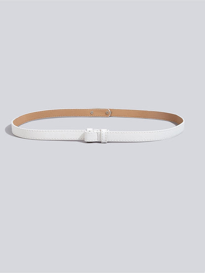 Women's Solid Color Faux Leather Slim Belt