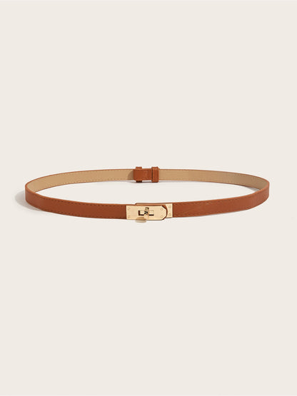 Women's Solid Color Faux Leather Slim Belt