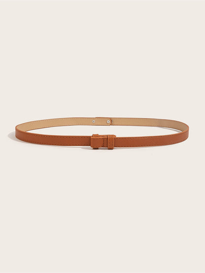 Women's Solid Color Faux Leather Slim Belt