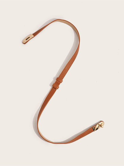 Women's Solid Color Faux Leather Slim Belt