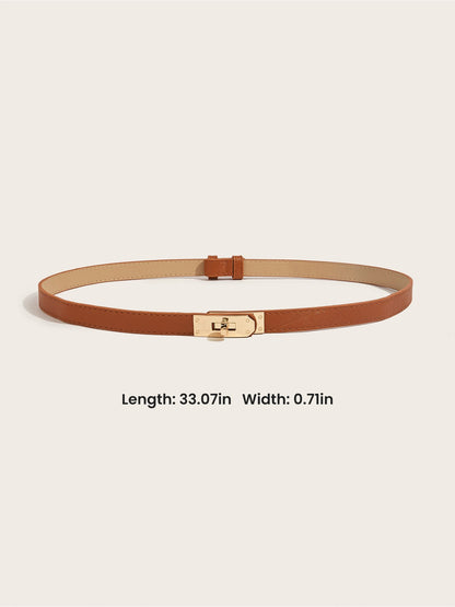 Women's Solid Color Faux Leather Slim Belt