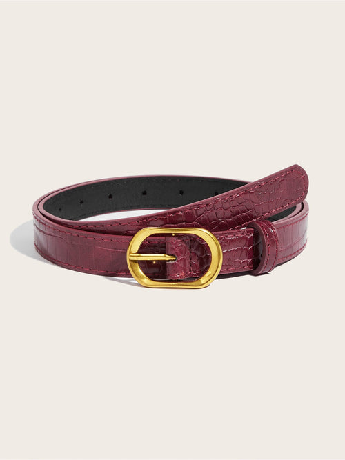 Women's Faux Leather Solid Color Buckle Belt