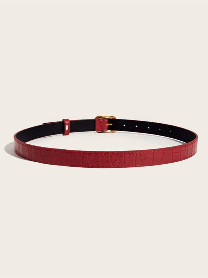 Women's Faux Leather Solid Color Buckle Belt