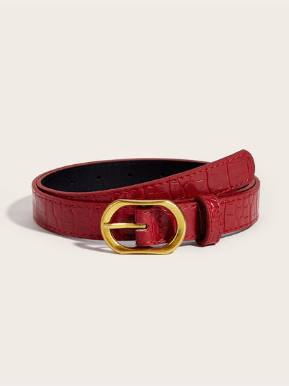 Women's Faux Leather Solid Color Buckle Belt
