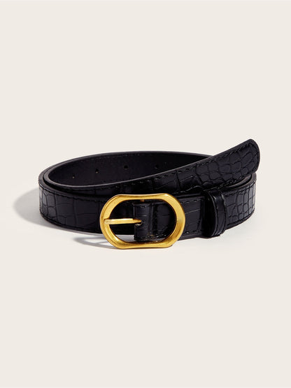 Women's Faux Leather Solid Color Buckle Belt