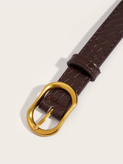 Women's Faux Leather Solid Color Buckle Belt