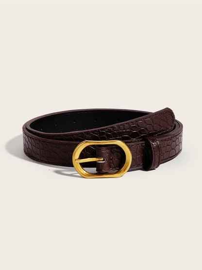 Women's Faux Leather Solid Color Buckle Belt