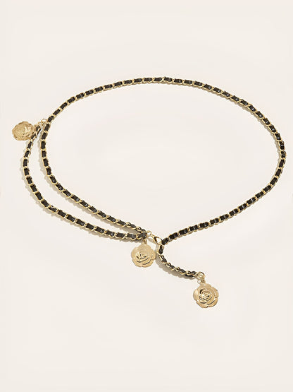 Women's Flower Shape Alloy Chain Belt