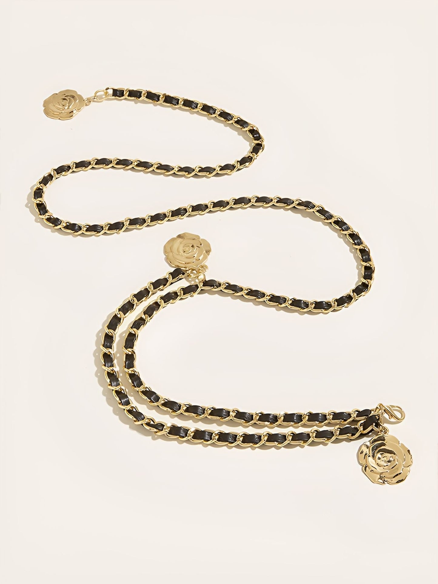 Women's Flower Shape Alloy Chain Belt