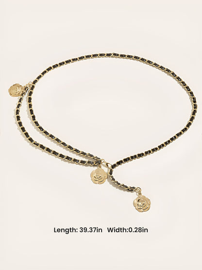 Women's Flower Shape Alloy Chain Belt