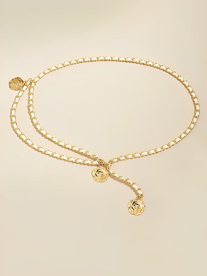 Women's Flower Shape Alloy Chain Belt