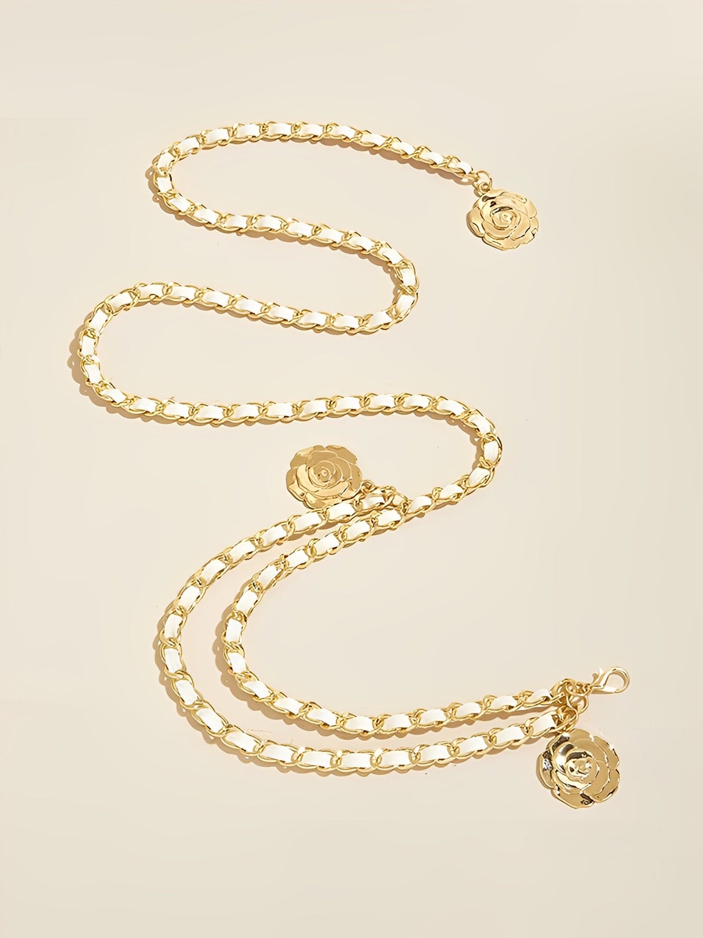 Women's Flower Shape Alloy Chain Belt