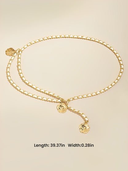 Women's Flower Shape Alloy Chain Belt