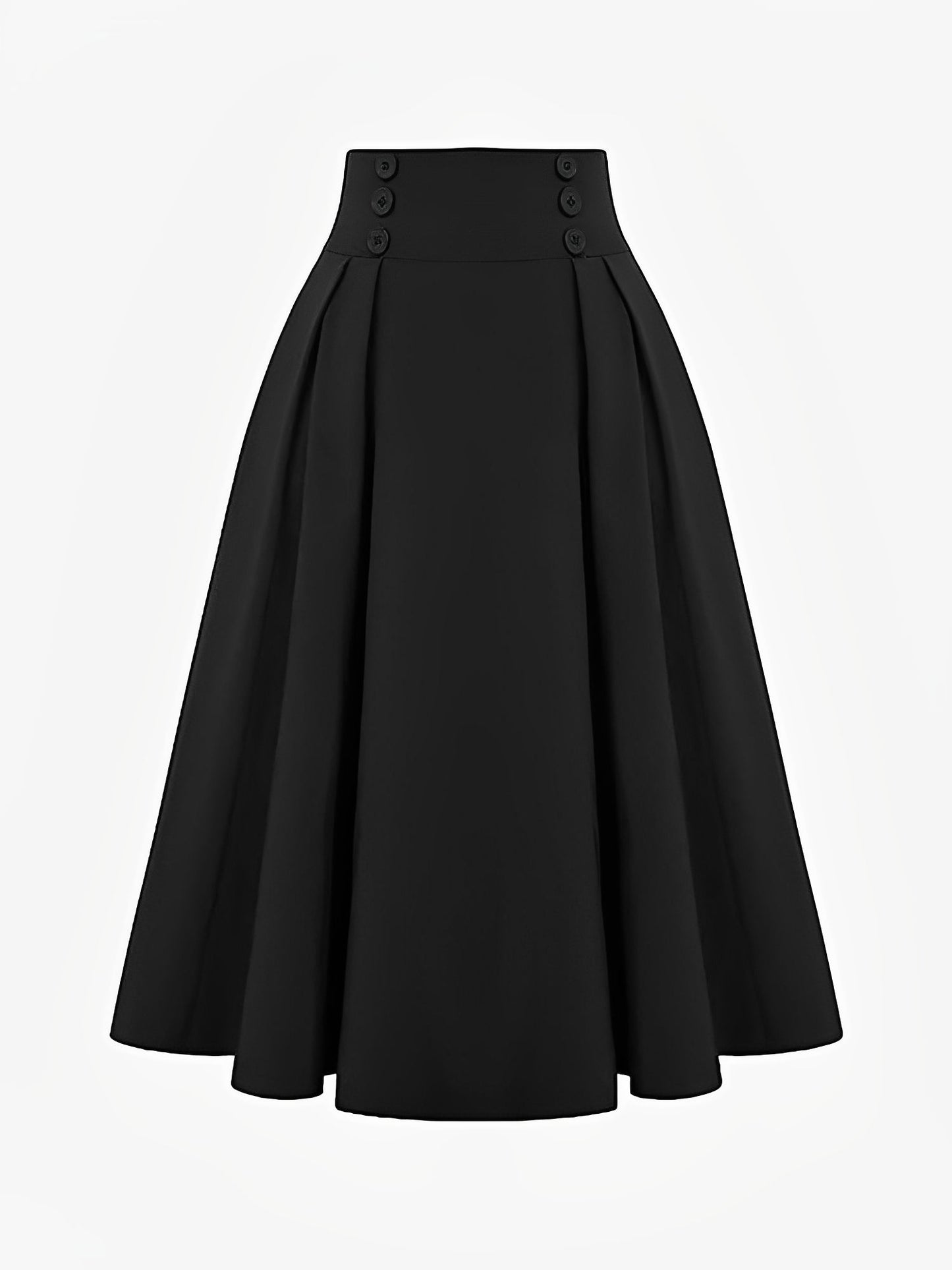 Solid Color Pleated Elastic Waist Pocketed A-Line Midi Skirt