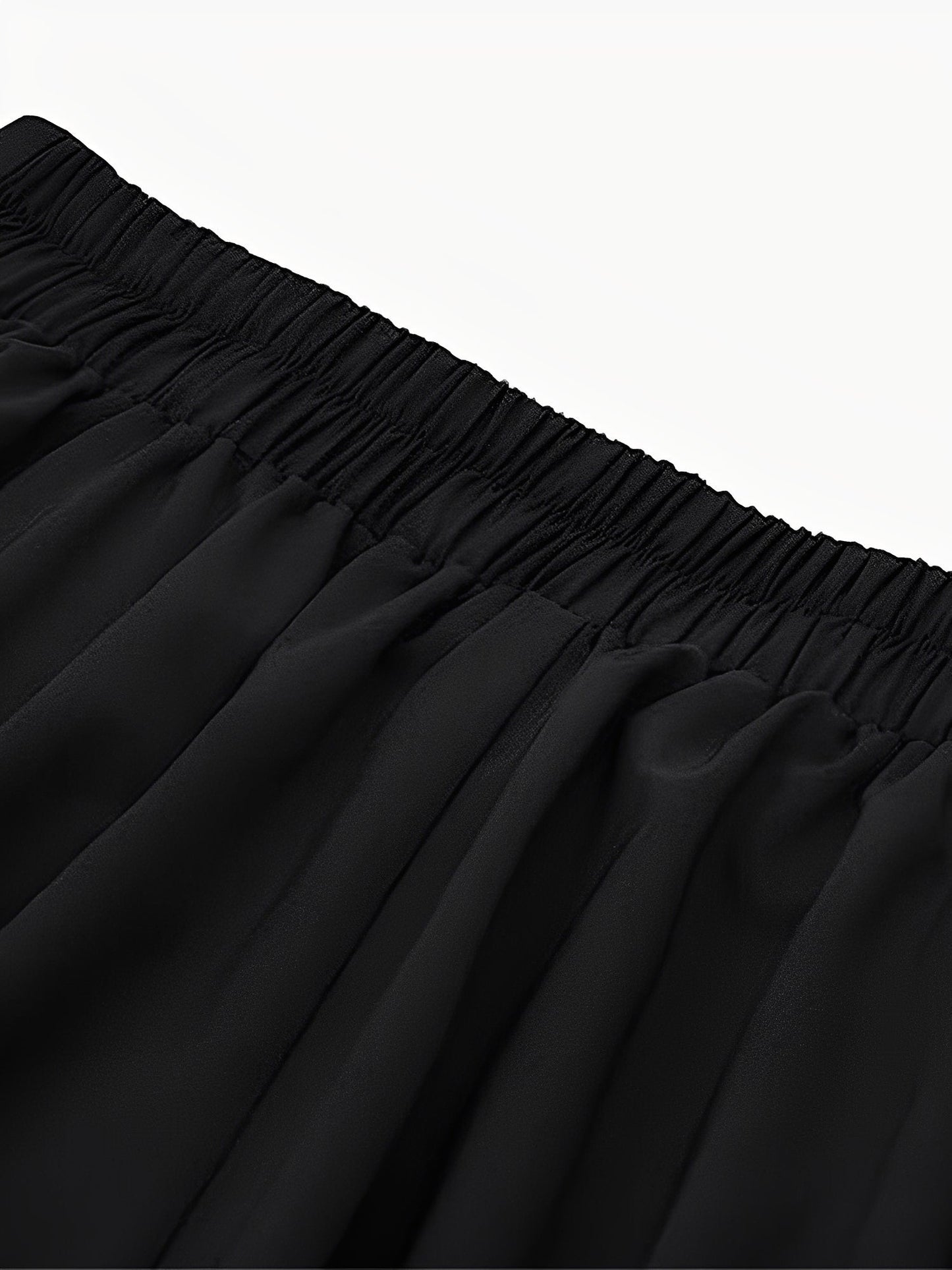 Solid Color Pleated Elastic Waist Pocketed A-Line Midi Skirt