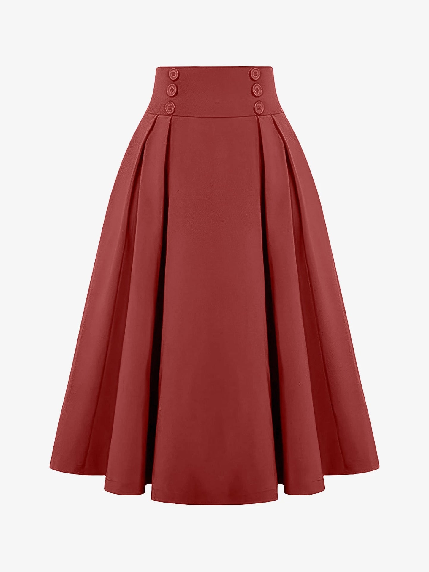 Solid Color Pleated Elastic Waist Pocketed A-Line Midi Skirt