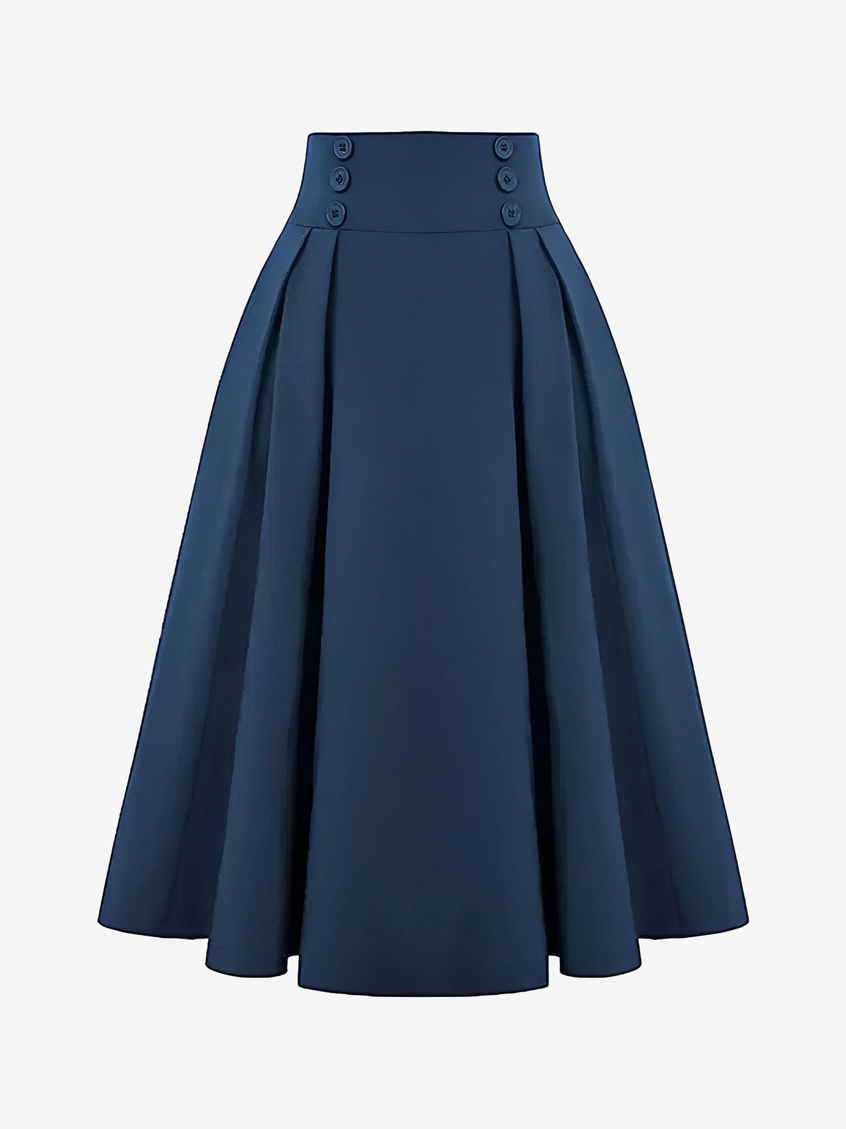 Solid Color Pleated Elastic Waist Pocketed A-Line Midi Skirt