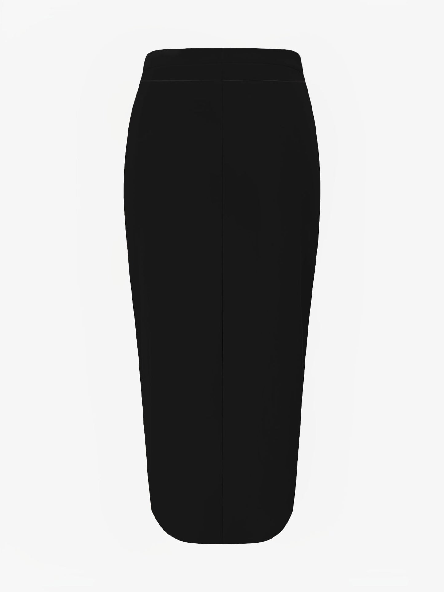 Solid Color High Waist Slit Midi Pencil Skirt