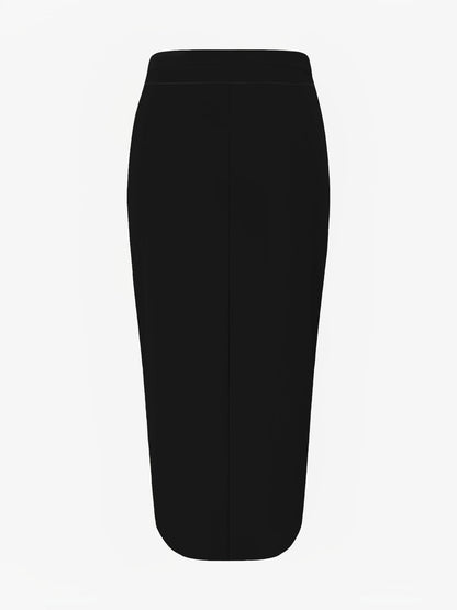 Solid Color High Waist Slit Midi Pencil Skirt