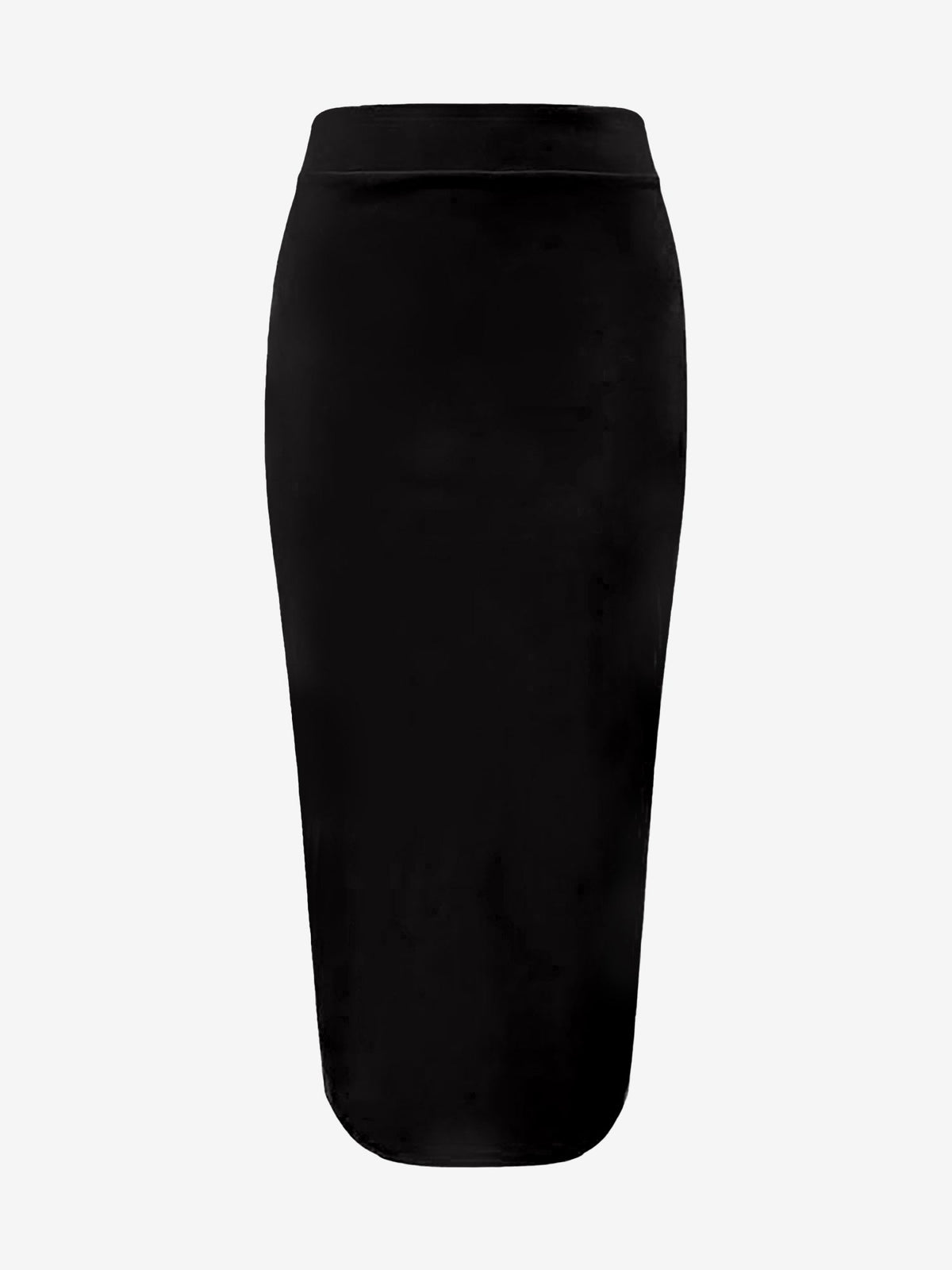 Solid Color High Waist Slit Midi Pencil Skirt