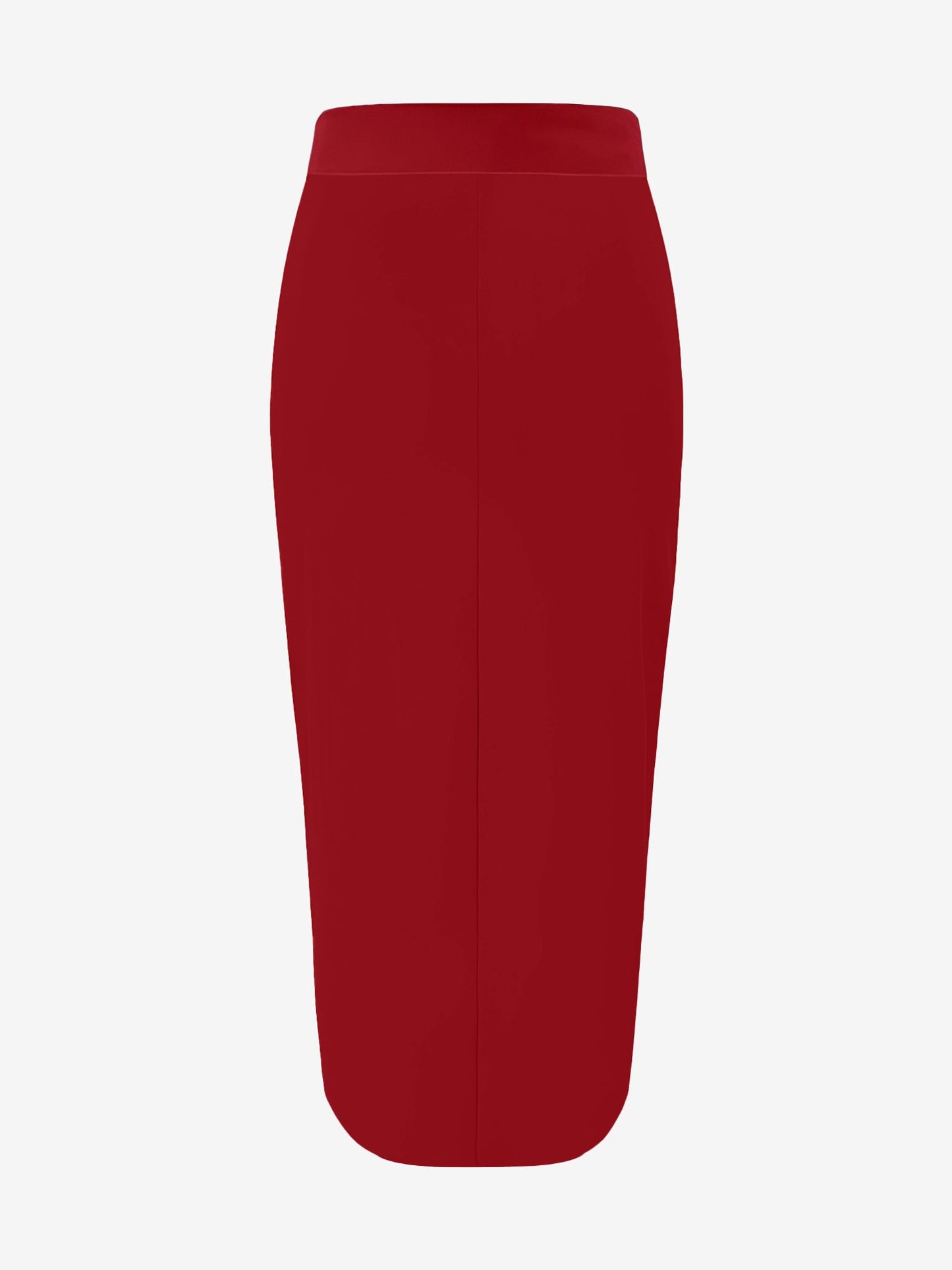 Solid Color High Waist Slit Midi Pencil Skirt