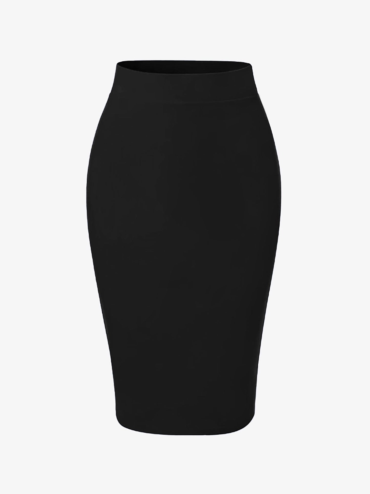 Solid Color High Waist Slit Knee Length Pencil Skirt