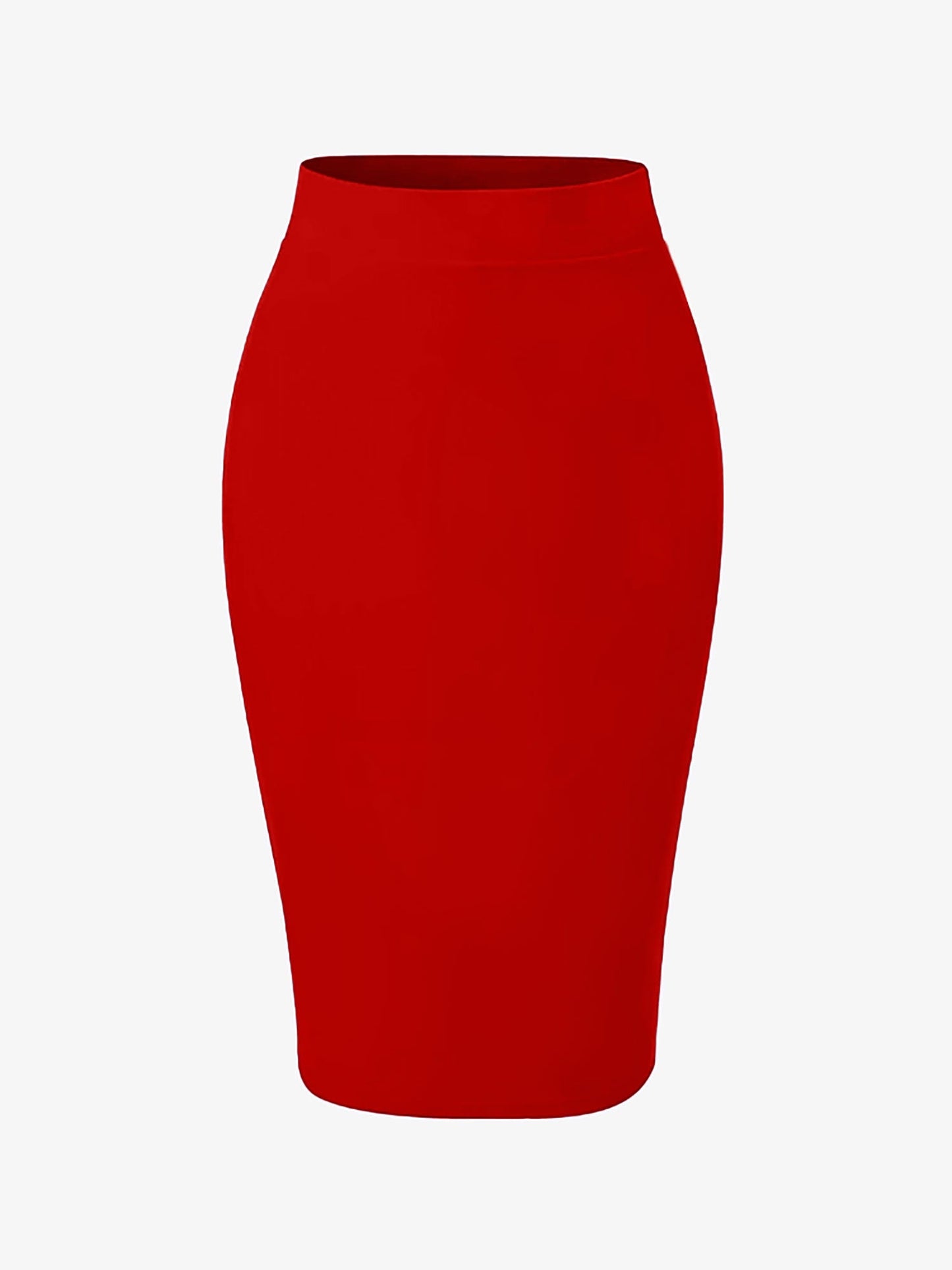 Solid Color High Waist Slit Knee Length Pencil Skirt
