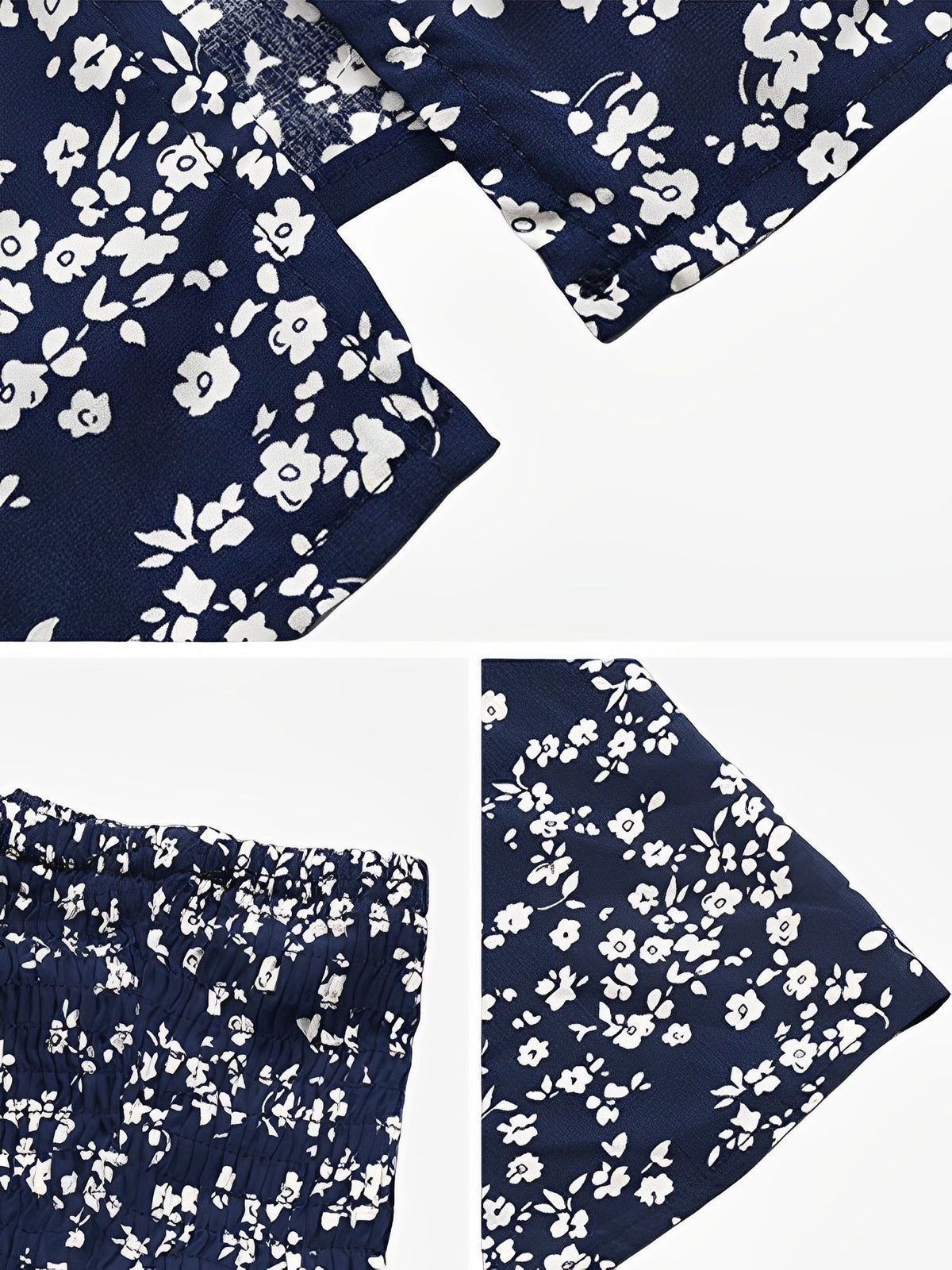 Floral Smocked Waist Slit Midi A-Line Skirt