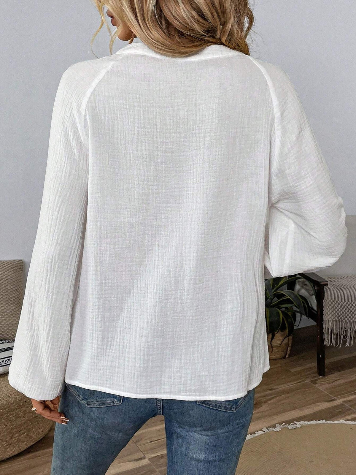 Embroidered Boho Paisley Lantern Sleeves Blouse