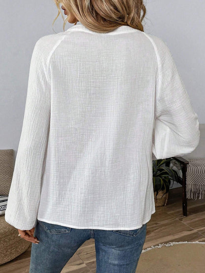 Embroidered Boho Paisley Lantern Sleeves Blouse