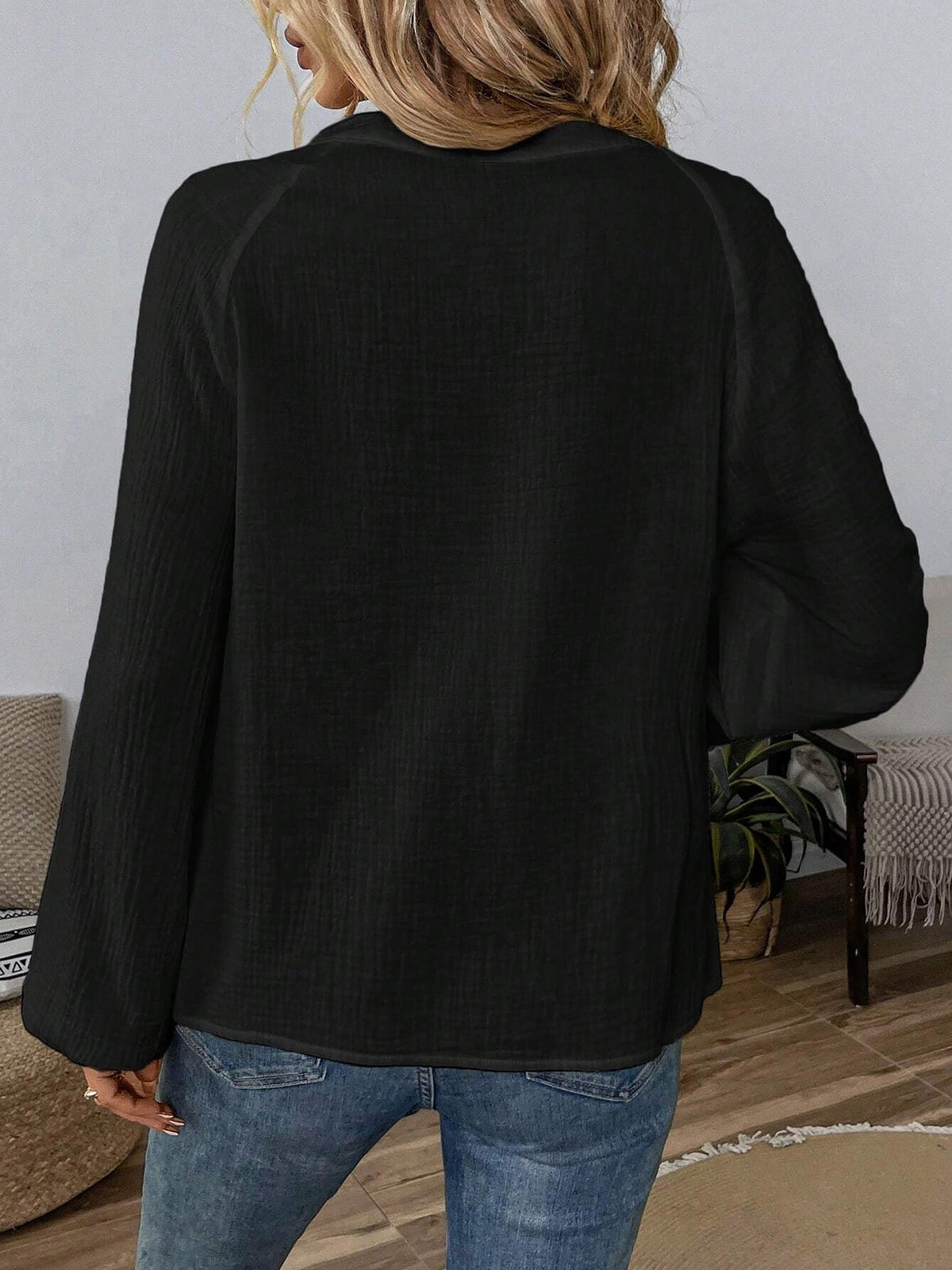 Embroidered Boho Paisley Lantern Sleeves Blouse