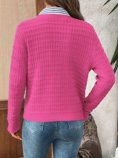 Round Neck Long Sleeves Button Down Knitted Cardigans
