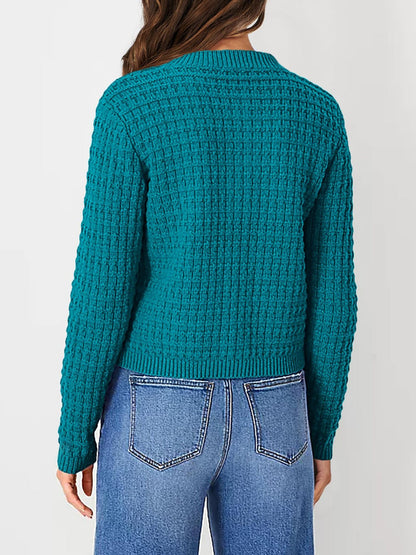 Round Neck Long Sleeves Button Down Knitted Cardigans