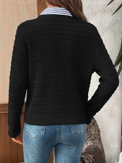 Round Neck Long Sleeves Button Down Knitted Cardigans