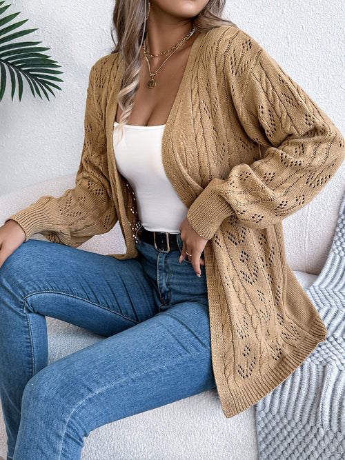 Casual Solid Color Hollow Long Sleeves Cardigan