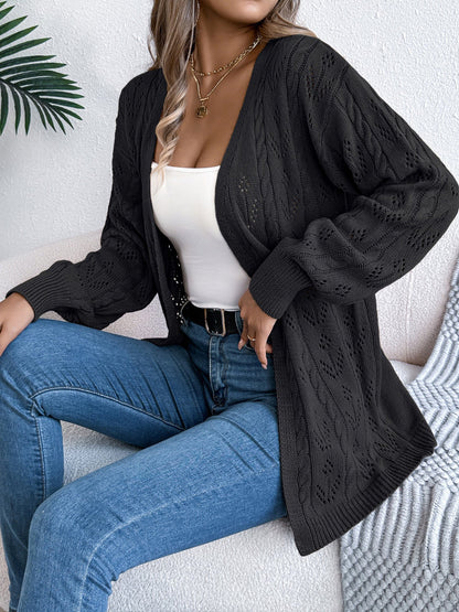 Casual Solid Color Hollow Long Sleeves Cardigan