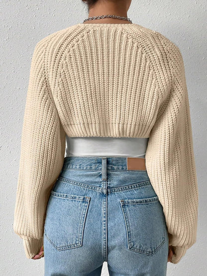 Ribbed Knit Open Front Long Sleeves Cardigan Shrugs