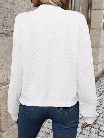 Solid Color Zipper Long Sleeves Bomber Jacket