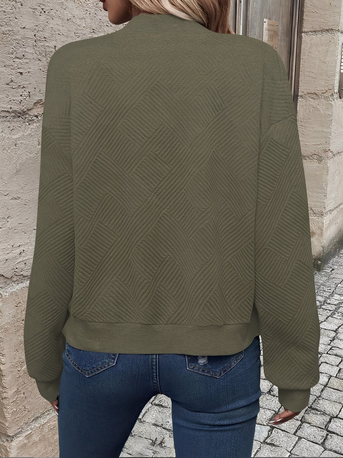 Solid Color Zipper Long Sleeves Bomber Jacket