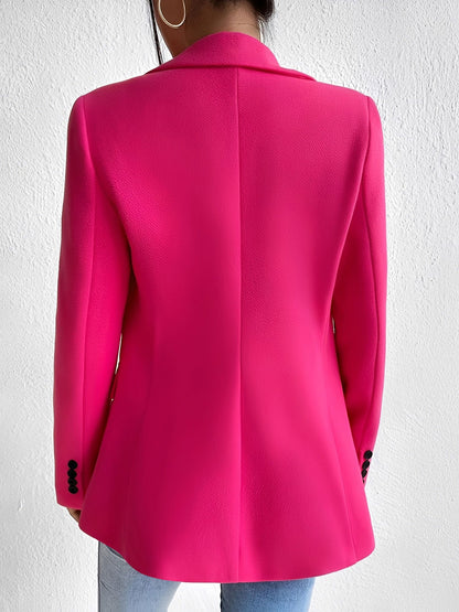 Solid Color Notched Laple One Button Blazer
