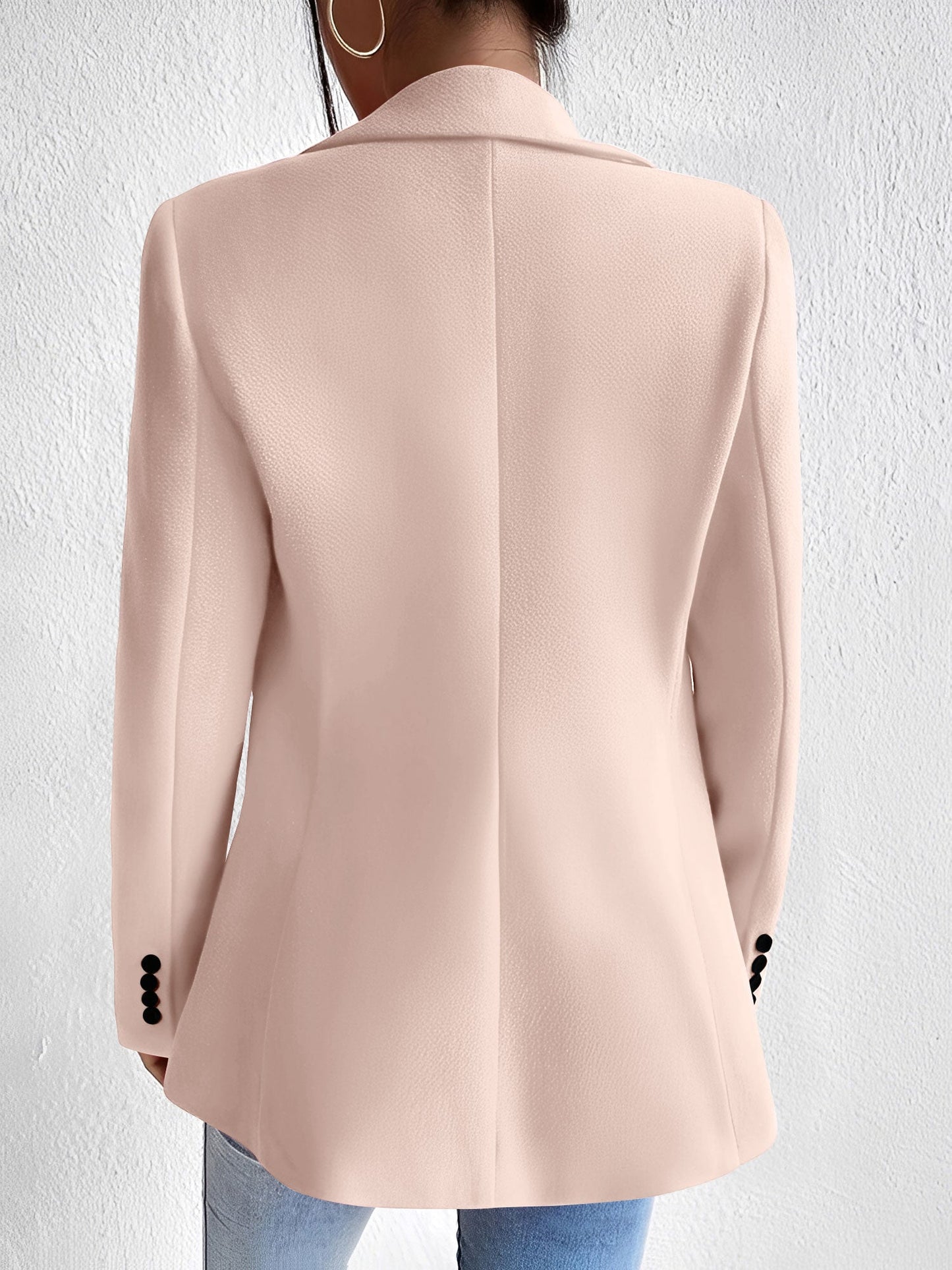 Solid Color Notched Laple One Button Blazer