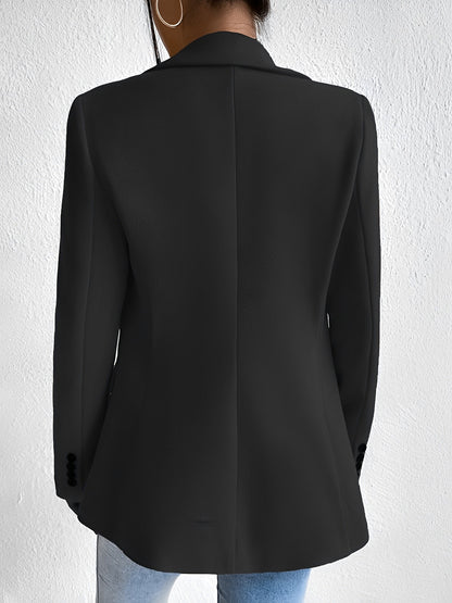 Solid Color Notched Laple One Button Blazer