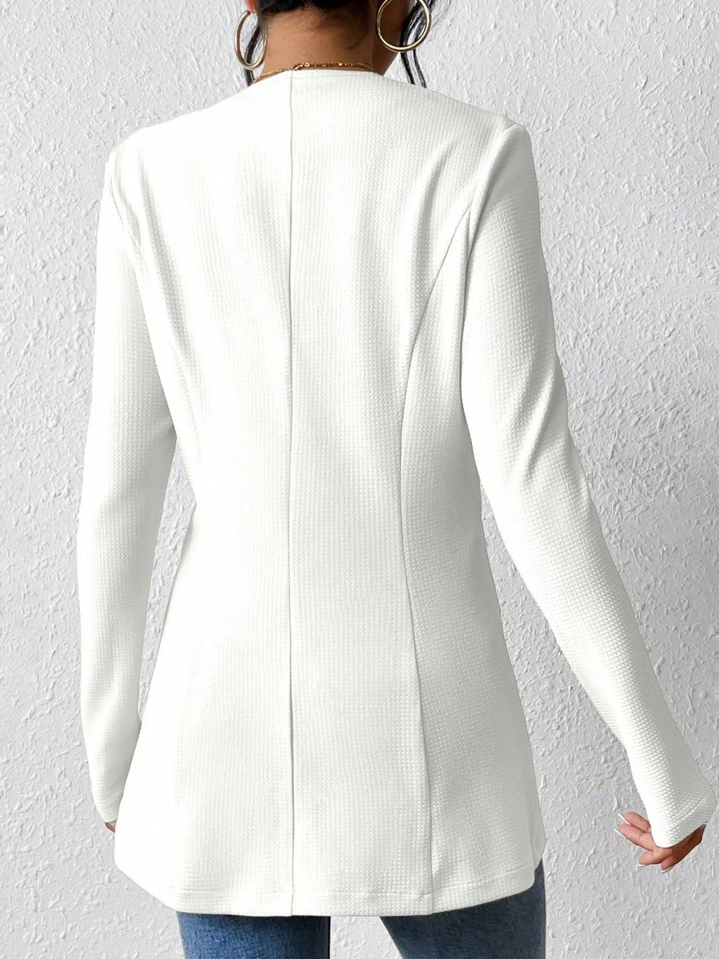 Single Button Solid Color Long Sleeve Jacket