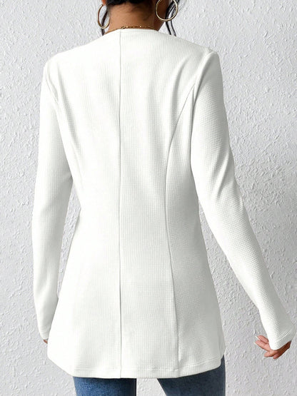 Single Button Solid Color Long Sleeve Jacket