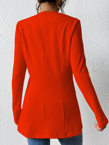 Single Button Solid Color Long Sleeve Jacket