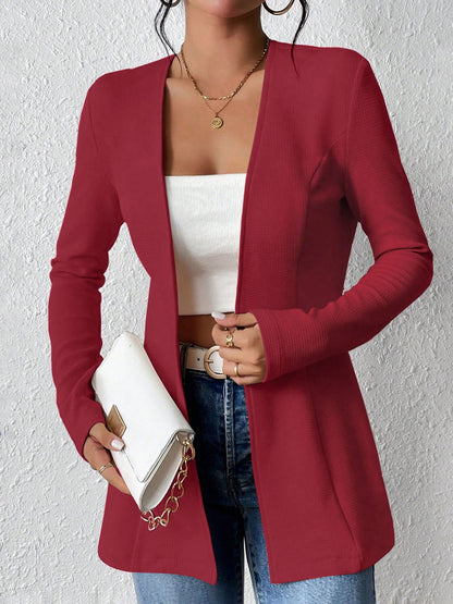 Single Button Solid Color Long Sleeve Jacket