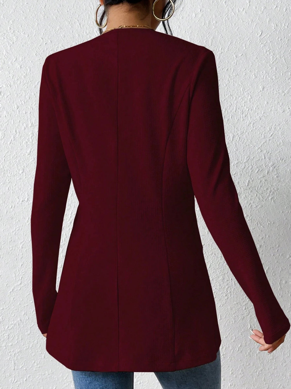Single Button Solid Color Long Sleeve Jacket