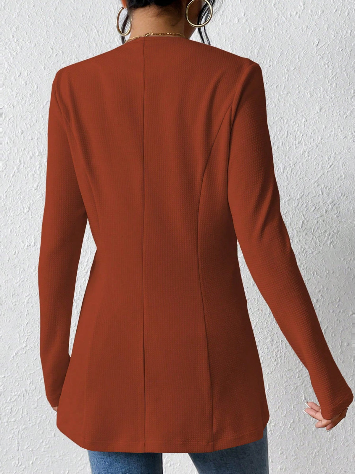 Single Button Solid Color Long Sleeve Jacket